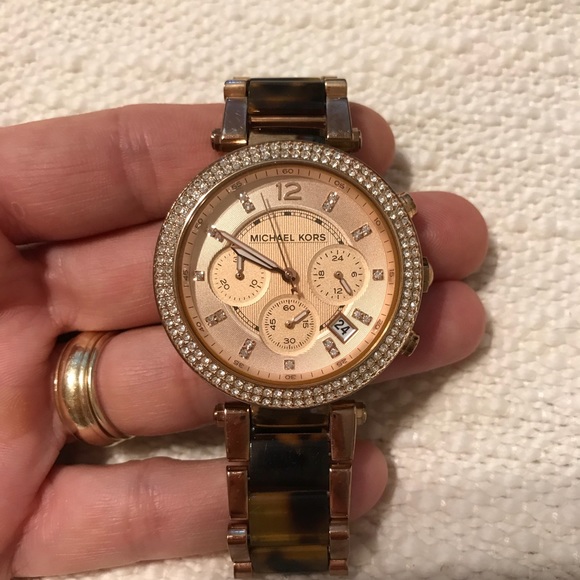 Michael Kors Accessories - Michael Kors Tortoise Shell Rose Gold Watch